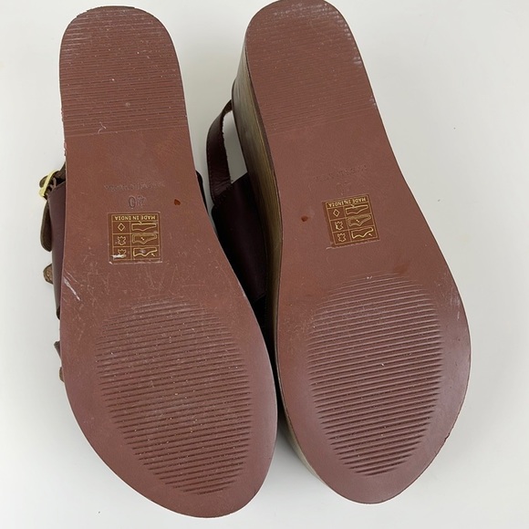 Anthropologie Buckle Platform Wedge Sandal Slingback Size EU 40 Brown - Picture 9 of 9